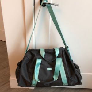 Lululemon retro duffel/gym/travel bag. Grey with light teal straps.